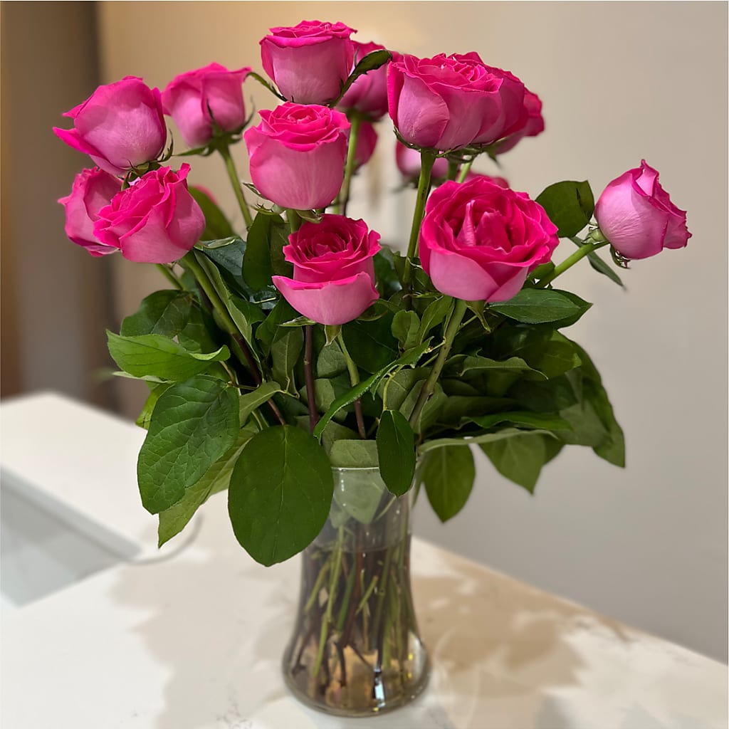 Long Stem Pink Rose Bouquet –  Mano Florist, Dearborn Heights MI